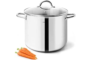 HOMICHEF 10 Quart Stock Pot with Glass Lid, High-Grade Stainless Steel