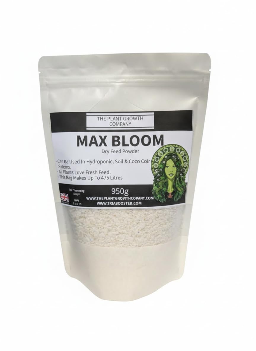 Max-Bloom Powder - Dry Hydroponic Nutrients For Flowers, Vegetables & Hydroponic Plants - Water Soluble NPK 5-15-14 B-Feed - Fresh Nutrition Blend for All Life Stages - 950g