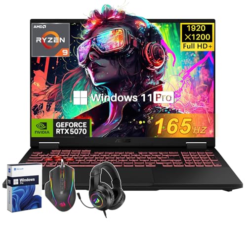 Image of ASUS TUF A16 Gaming Laptop, AMD Ryzen 9 270(up to 5.2 GHz), NVIDIA GeForce RTX 5070, 16 inch FHD+ 165 Hz 300Nits Display, 32GB DDR5, 1TB SSD, Backlit Keyboard, Windows 11 Pro, WiFi 6E, w /Accessories