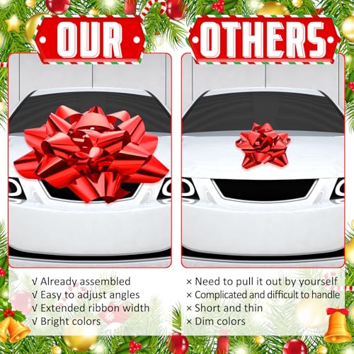 Finecheer MAO-FINECHEER-0498 Big Car Bow 16 Inch Giant Gift Bow Large Gift Bow Pre-Assembled Giant Red Bow Huge Car Bow Large Christmas Bows Decorative Bows thumb #3