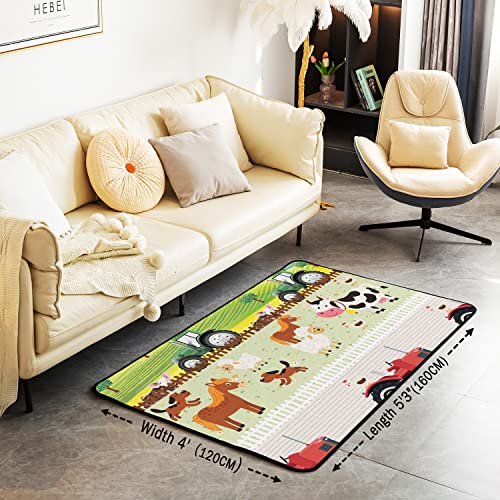 Farm Animal Living Room Rugs for Cute Cow Horse Sheep Accent Rug Set Area Rug Farm Nursery Decor Indoor Floor Mat Decor Rustic Farmhouse Non Slip Area Runner Rug 150 * 200cm - Image 3
