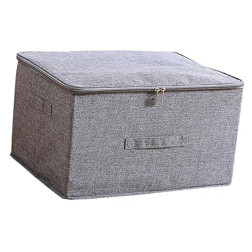 OFFSCH Storage Box Clothes Organizer for Books Magazines Grey Zippered Design Versatile Closet Baskets with Handles for Easy Carrying