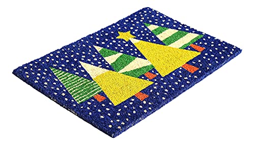 Image of Onlymat Christmas Tree Printed Modern Doormat (Multicolor) Rectangular Shaped Durable Entryway Rug Natural Coir Material with PVC Backing for Indoor and Outdoor use, 40x60 cm