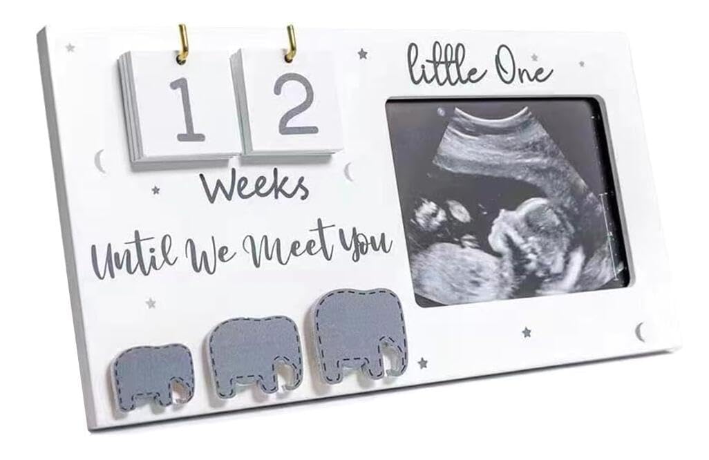 ZEEYUAN Sonogram Picture Frame Pregnancy Countdown Weeks Photo Frame, Ultrasound Picture Display with Weekly Counter, First Time Mom to Be Gifts