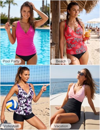 9 Best Tankini with Underwire and Tummy Control: Top Picks for a Flattering Beach Look (2026)! 5 Mycoco Womens Underwire Swim Top Only V Neck Push Up Tankini Top with Underwire Bra Support Hot Pink