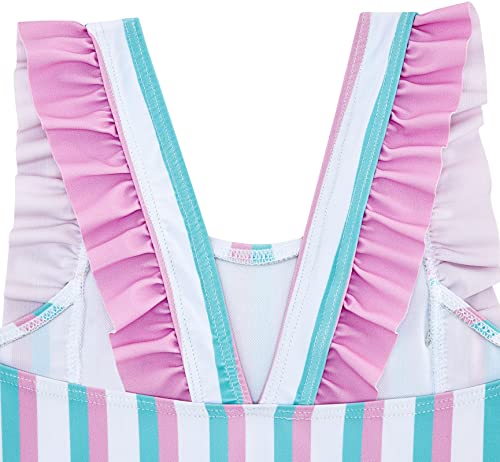 Image of RAISEVERN Baby Girls Swimsuit Ruffles Bathing Suits Cute Beach Sport Swimming Backless Summer One Piece Swimwear 2-7 Years