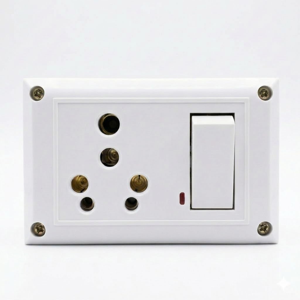 Switch Socket Box Combined with Indicator Light Universal Socket, 6A & 16A, 240V AC, Polycarbonate Electrical Modular Socket Box-image-7