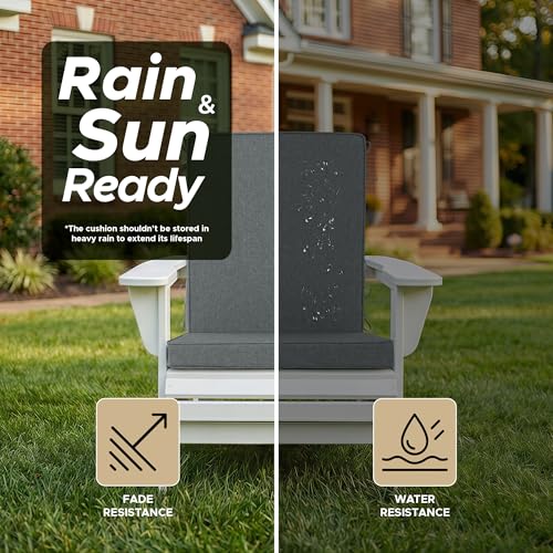 Image of Outdoor Chair Cushions 20x20, Water-Resistant & Fade-Resistant, Patio Furniture Lawn Dining Chair Seat Replacement with High Back, Ties Zipper, Removable Cover, Set of 4, Dark Grey