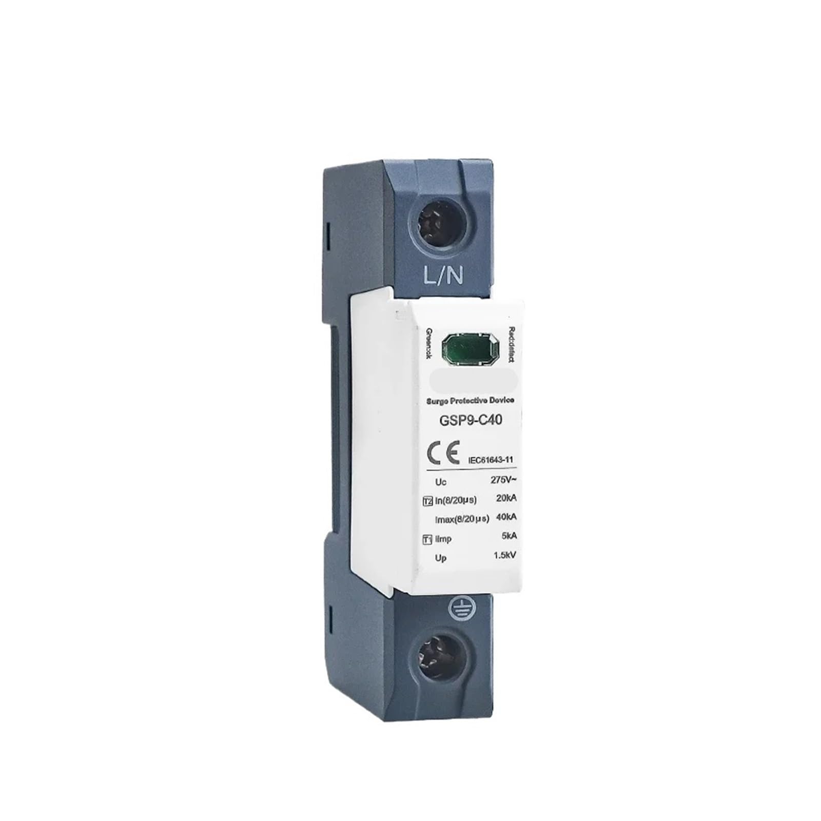 OSHZIKJII 1Pole Surge Protector 20KA-40KA SPD AC275V AC385V 400V 440V(1P AC385V 40KA)