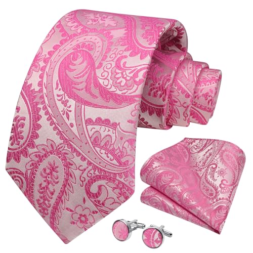 Image of Enlision Mens Ties Solid Color Satin Necktie Ties for men Handkerchief Cufflinks Pocket Squares for Wedding