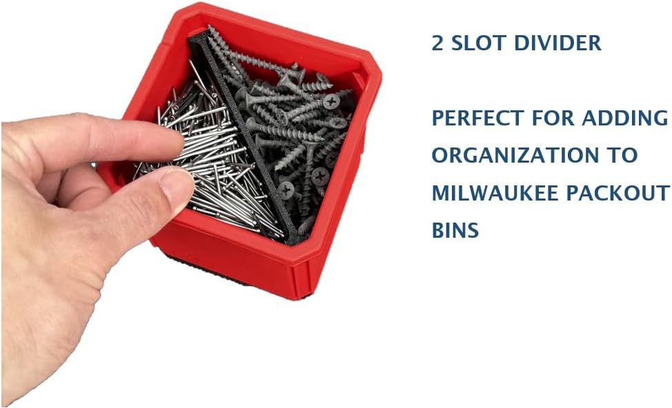2-Slot Dividers for Milwaukee PACKOUT Organizer, Durable Tool Bin Dividers, Made in USA, 2-Pack