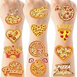 Pizza Temporary Tattoos Decorations - 8 Sheets 256 pcs Food Theme Birthday Party Favors Supplies, Cute Tattoo Stickers Goodie Bags for Kids Boys Girls, Classroom School Prize