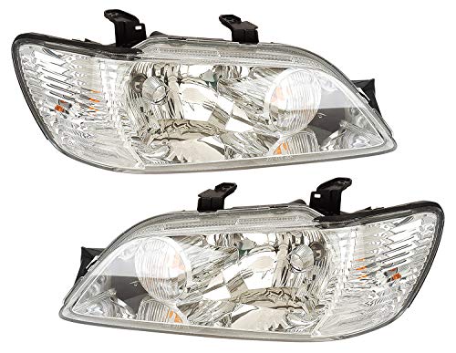 JP Auto Compatible with Mitsubishi Lancer Headlights Lamps Set 2002 2003 Halogen Driver and Passenger Side