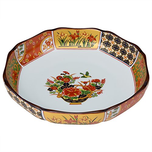 RAO3Z Ranchant Octagonal Serving Plate, Multi, ?9.6 x 2.1 inches (24.3 x 5.4 cm), Koimari Style Gold Color, Arita Ware Made in Japan