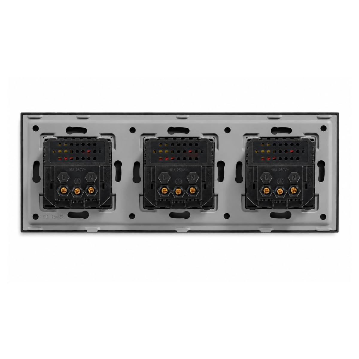 Triple prise - Gris - USB C+C 20W - Verre cristal | Charger deux appareils simultanément