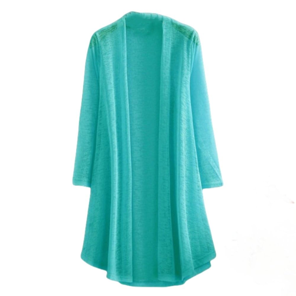 Shrug Womens Bolero Cardigan,Women'S Long Cardigan Long Sleeves Loose Plain Soft See-Through Cardigan Jacket Summer Long Open Front Kimono Kaftans Shrug Bolero Swimsuit Cover-Up For Dresses,Turquoi