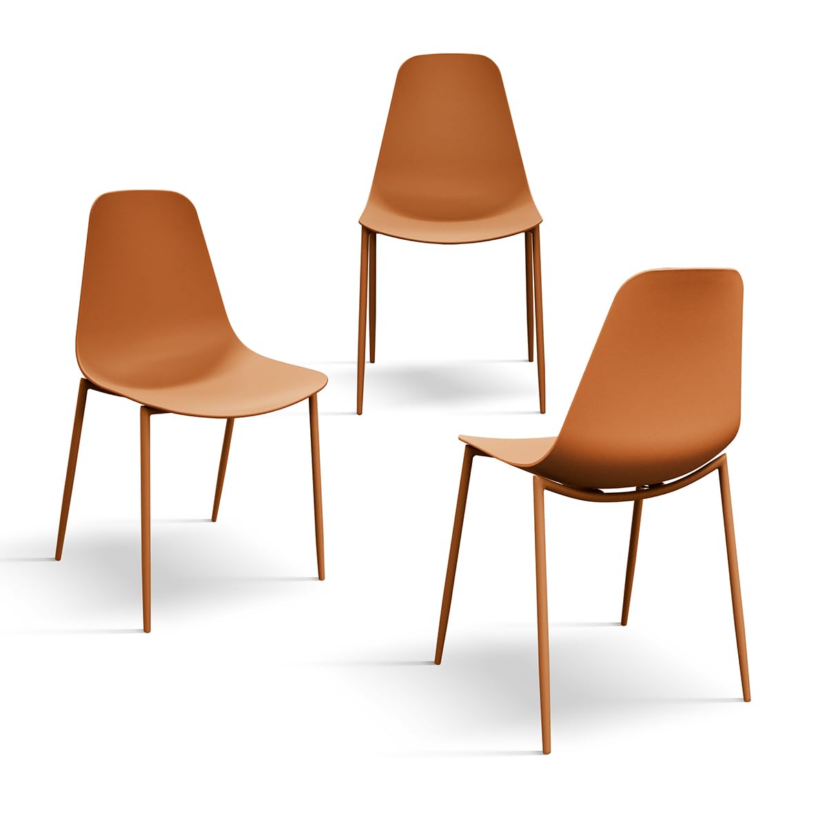 PAZZO DESIGN Alix, Ensemble De 4 Chaises, Orange, Chaise En Polypropylène, Jambes Métal, Chaise De Cuisine, Chaise De Salle À Manger Chaise De Bureau - id_2068