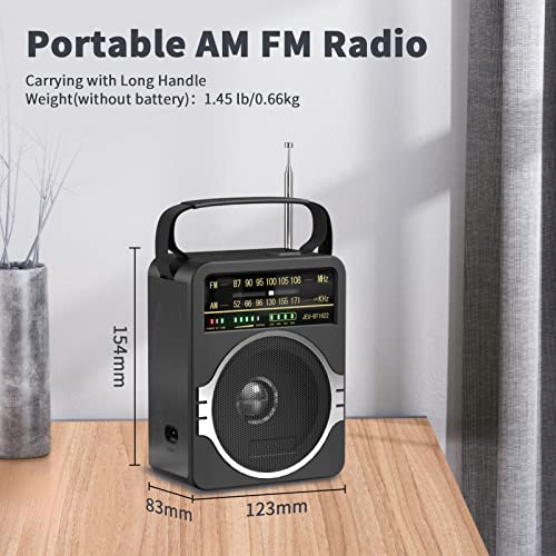 Jeujug JEU-1622-B Portable Am Fm Radio, Bluetooth 5.0 Radio 5 Watts Loud Speaker,Fm Radio Built-In Rechargeable Battery/Dc D*4 Cell Battery Operated & Ac Power Plug In Wall Radio Black thumb #6