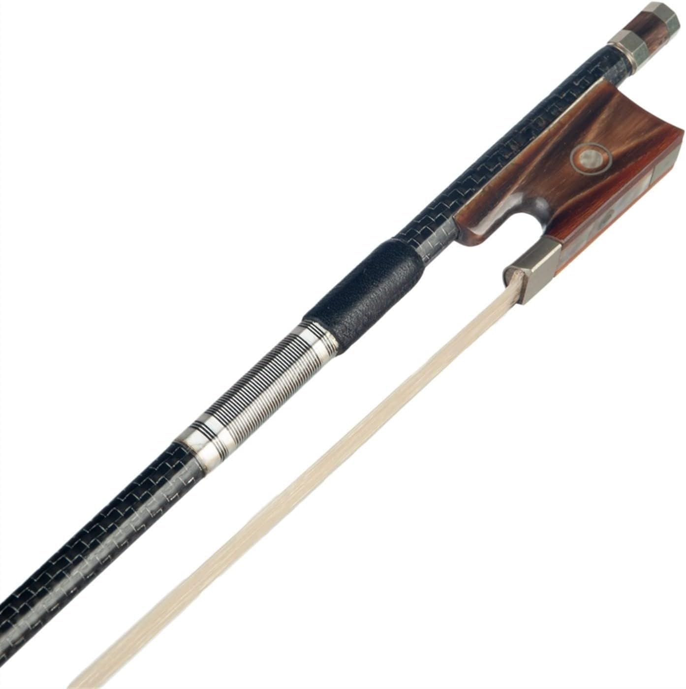 Archetto per violino in fibra di carbonio, arco in fibra intrecciata in seta argentata, arco per violino 4/4 in legno di pernambuco, ben bilanciato, per suonatori professionali