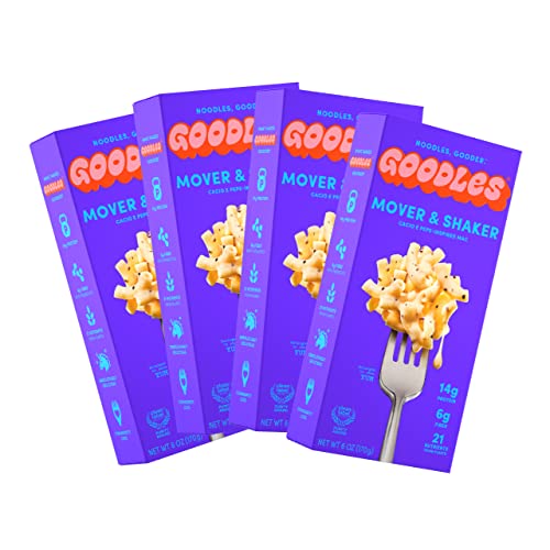 Goodles Mover & Shaker Mac & Cheese 4 Pack, 6oz - 14g Protein, 6g Fiber with Prebiotics, 21 Nutrients and Made w/ REAL Cheese! | Clean Label Certified Goodles Mac & Cheese flavor