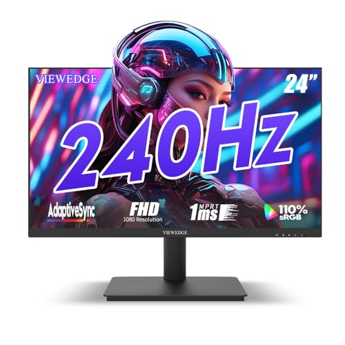 Image of Viewedge 23.8-inch Gaming Monitor FHD (1920 x 1080) 240Hz, VA Panel, Adaptive-Sync, 1ms Response Time, 75x75mm Wall Mount, HDMI & DisplayPort