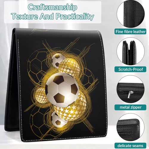 Image of EXXBYELI Boys Wallets Soccer Leather Wallets Credit Id Card Cash Holder Black Rfid Blocking Zipper Cute Cool Funny Aesthetic Wallets With Coin Pocket Id Window Teen Wallets for Boys Teenager Wallet