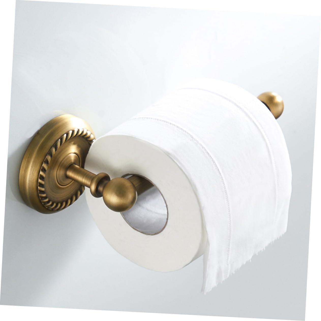 Kisangel Portarrollos de Papel Higiénico de Cobre con Base Redonda Soporte de Pared para Baño Diseño Minimalista y Apto para Estándar Acabado Bronce Cepillado