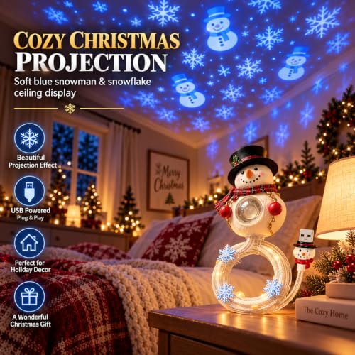 Christmas Tree Ceiling Projector, Plug and Play HD USB Night Light，Snowman - image 4