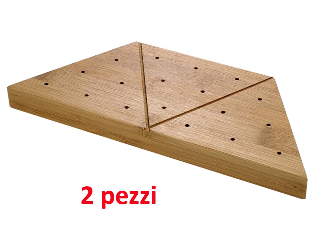 MAQA 2 Stück Holzspießhalter 23,5 x 11,5 x H 2 cm, Schneidebrett mit 18 Löchern für Vorspeisenspieße, Spießbuffet-Display