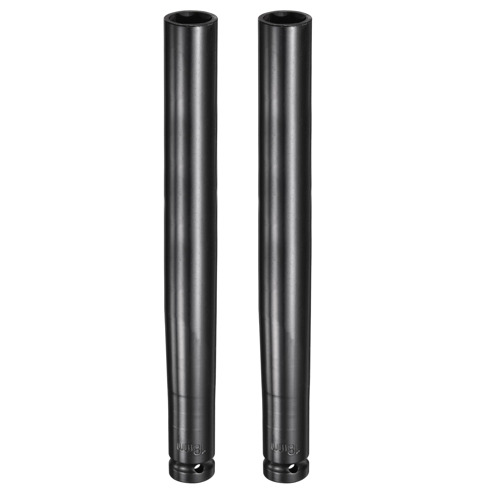 sourcing map 2pcs 6-Point Deep Impact Socket 1/2" Drive 18mm Metric Socket 11.7" (296mm) Extra Long Heat-Treated 45# Steel for Home Auto Spindle Axle Hex Nuts Bolts Repair, Black — image 1