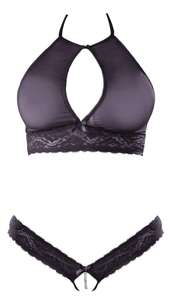 Cottelli Lingerie Bra and Thong-22136481111 Bra and Thong Black S/M