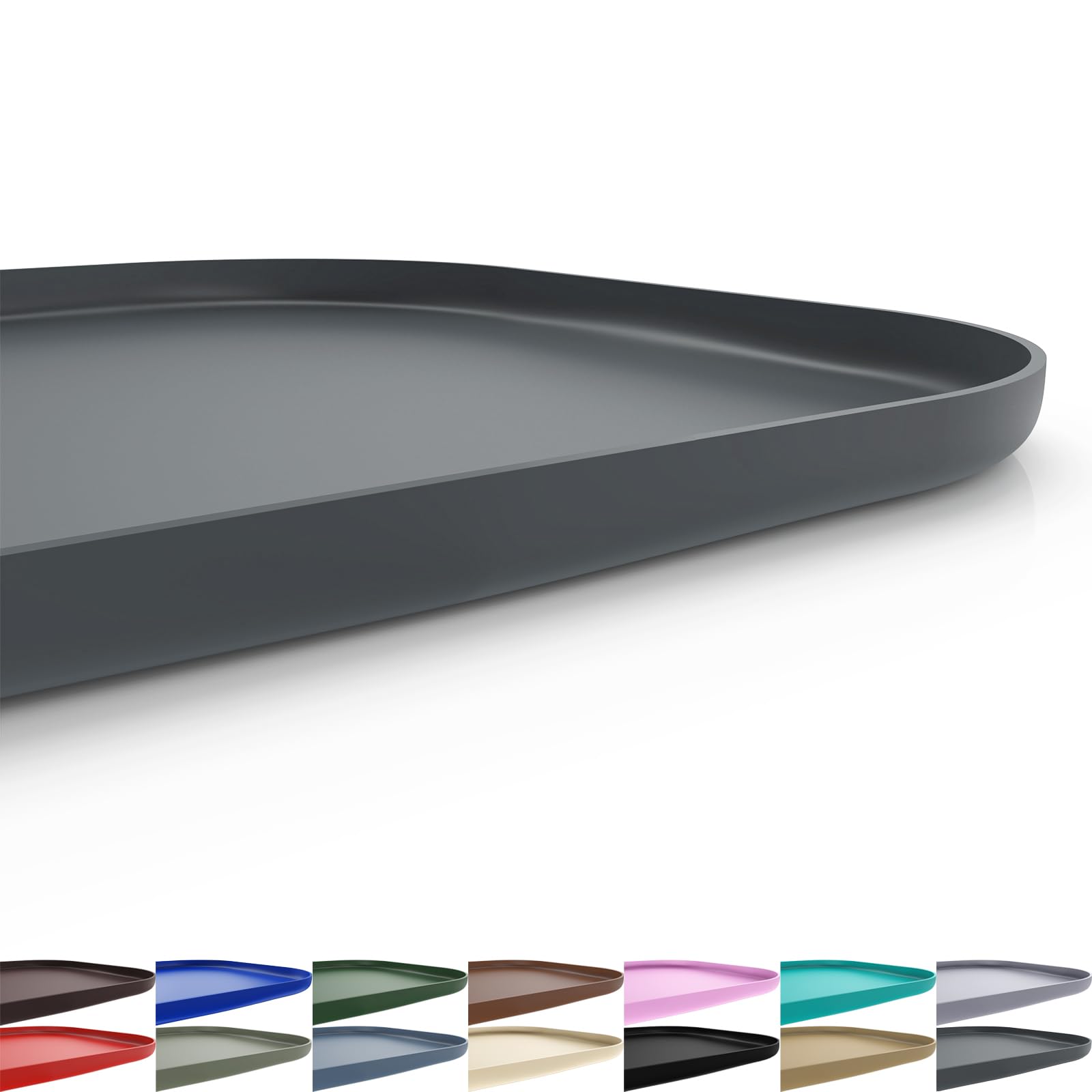 SMILOOL Silicone Pet Feeding Mat with Raised Edge for Food and Water, Dog Bowl Mats, Cat Bowls Placemat with High Lip for Floor Waterproof, Rubber Tray for Cats and Dogs 19 x 12 x 0.7 Dark Grey