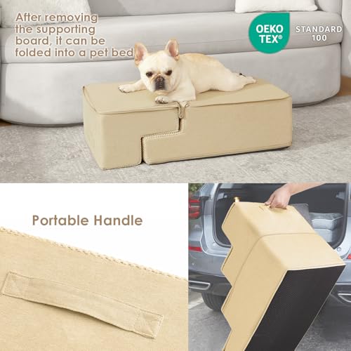 Image of EHEYCIGA Dog Stairs for Bed 18 inch H, 4-Step Dog Steps for High Bed, Pet Steps for Small Dogs and Cats, Non-Slip Balanced Pet Ramp Indoor, Graige