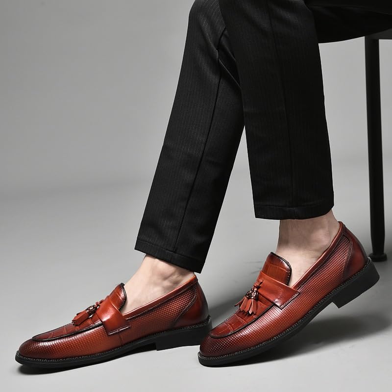 Men's Brogue Oxfords Shoes Mens Dressy Suit Tuxedo Weeding Prom Derby Shoes Height Increasing Non-Slip Softsole Walking Dress Shoes2