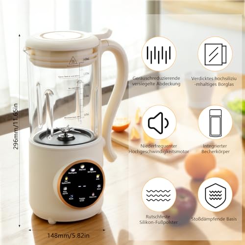 1400 ml Nut Milk Maker - Automatic Almond Milk Machine with 16 Blades for Homemade Plant-Based Drinks - Image 6