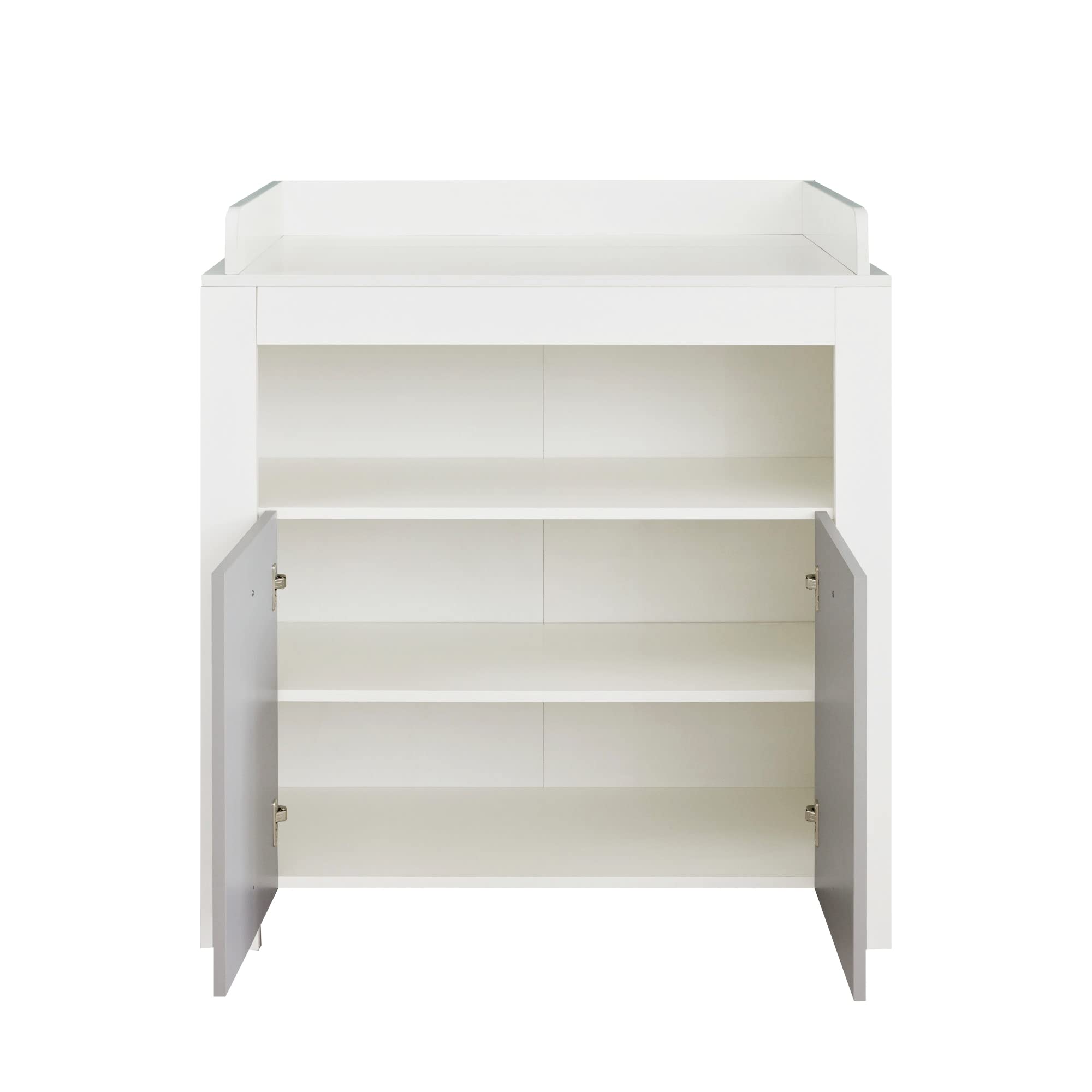 trendteam smart living - Pia - Kommode - Hellgrau/Weiß - Wickeltisch inkl. Wickelaufsatz - (BxHxT) 96 x 103 x 69 cm - mit 1 offenen und 2 geschlossenen Fächern - Verstellbarer Einlegeboden