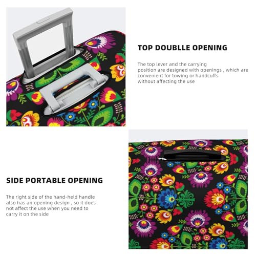 Traditional Floral Polish Print Luggage Covers For Suitcase,Elastic Washable & Stretchable Suitcase Covers For Luggage, Anti-Scratch - Fits 18-32 Inch Luggage-No Luggage Included3
