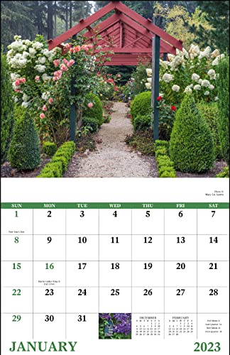 Garden Walk 2023 Hanging Wall Calendar - 19" X 11" (Open) 2023 Monthly Appointment Planner And Organizer. Beautiful Eye Catching Flowers, Gardens And Plants. #TOP1