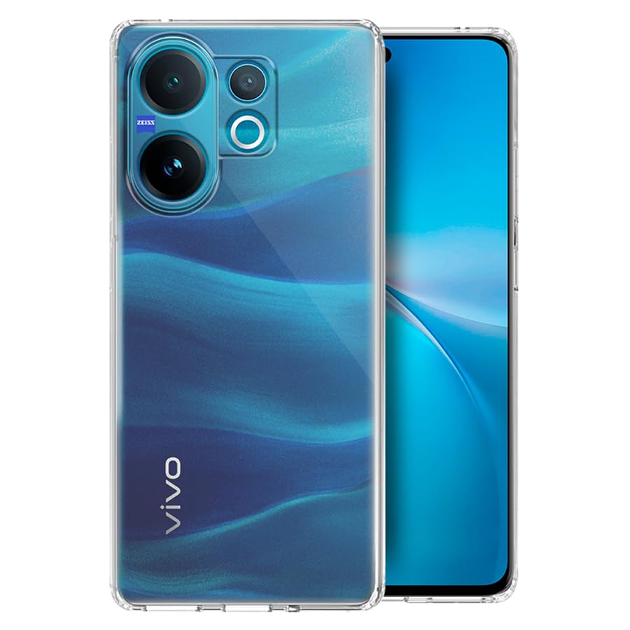Image of Fashionury Crystal Clear Case for Vivo V60 5G / V60e 5G / Vivo T4 Pro 5G | Yellowing Resistance | Transparent TPU Silicone | Raised Camera Lips | Slim Transparent Cover