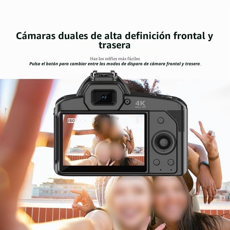 Cámara réflex digital D5, control Wi-Fi, lente dual, zoom 16X, cámara dual 4K de 64 MP, cámaras digitales de fotos y video con visión nocturna (blanco)