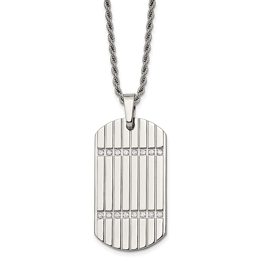 ICE CARATS stal nierdzewna sześcienna cyrkonia Cz nieśmiertelnik wisiorek łańcuszek naszyjnik mężczyzna charm Dogtag moda biżuteria dla taty męskie prezenty dla niego