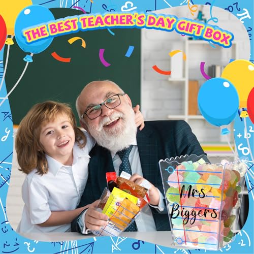 Image of Mimorou 6 Pcs Back to School Teacher Gift Box Container Notebook Pencil Composition Book Crayon Popcorn Candy Jar Containers Holders for First Day of School Party (Lined Style)