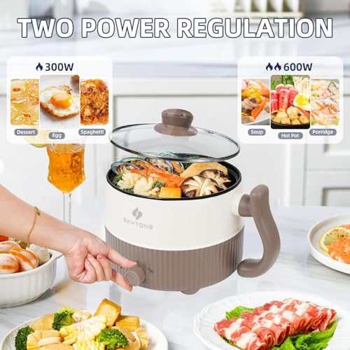 Image of SKYTONE Multipurpose Electric Kettle With Ceramic Coating 1.5L | Non-Stick Cooker For Boil, Steam, Fry, Saute | Multi Cooker Kettle For Water, Milk, Egg, Tea, Soup, Babyfood, Rices (Beige)