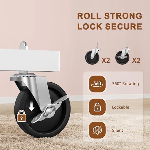 Image of Hoctieon Double Rod Z Rack, Rolling Clothes Racks with Z-Base, Adjustable Clothing Rack, Standing Clothes Rack, Metal Clothing Racks for Hanging Clothes, Portable Garment Rack, White