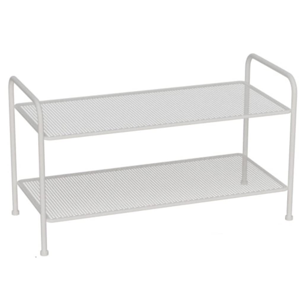 Étagère à chaussures en métal blanc 68cm pour entrée et rangement de salon