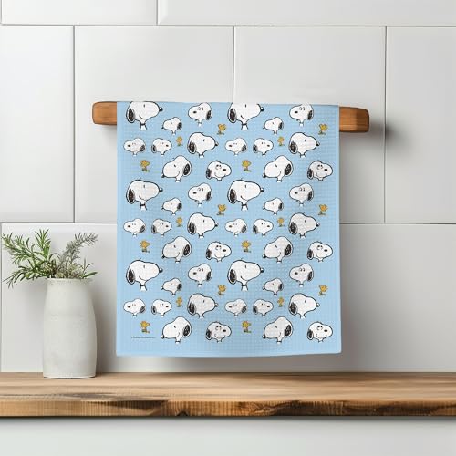 Image of Flagology, Peanuts Snoopy Heads Pattern Kitchen Tea Towel 16 inch x 25 inch, Cute Kitchen Decor, Licensed Peanuts, Hand Towel