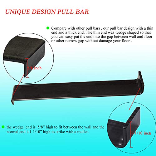 Wouniutch Heavy Duty Pull Bar with Wedge End for Installing Laminate/Vinyl Plank/Wood Flooring, DIY Flooring Project Tools(13 Inch)