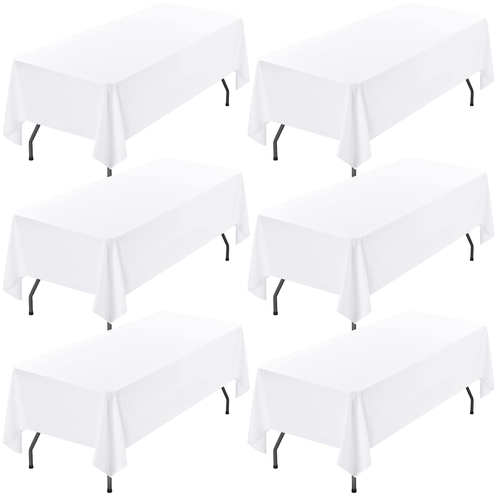 Nappe rectangulaire blanche infroissable et lavable en polyester lot de 6