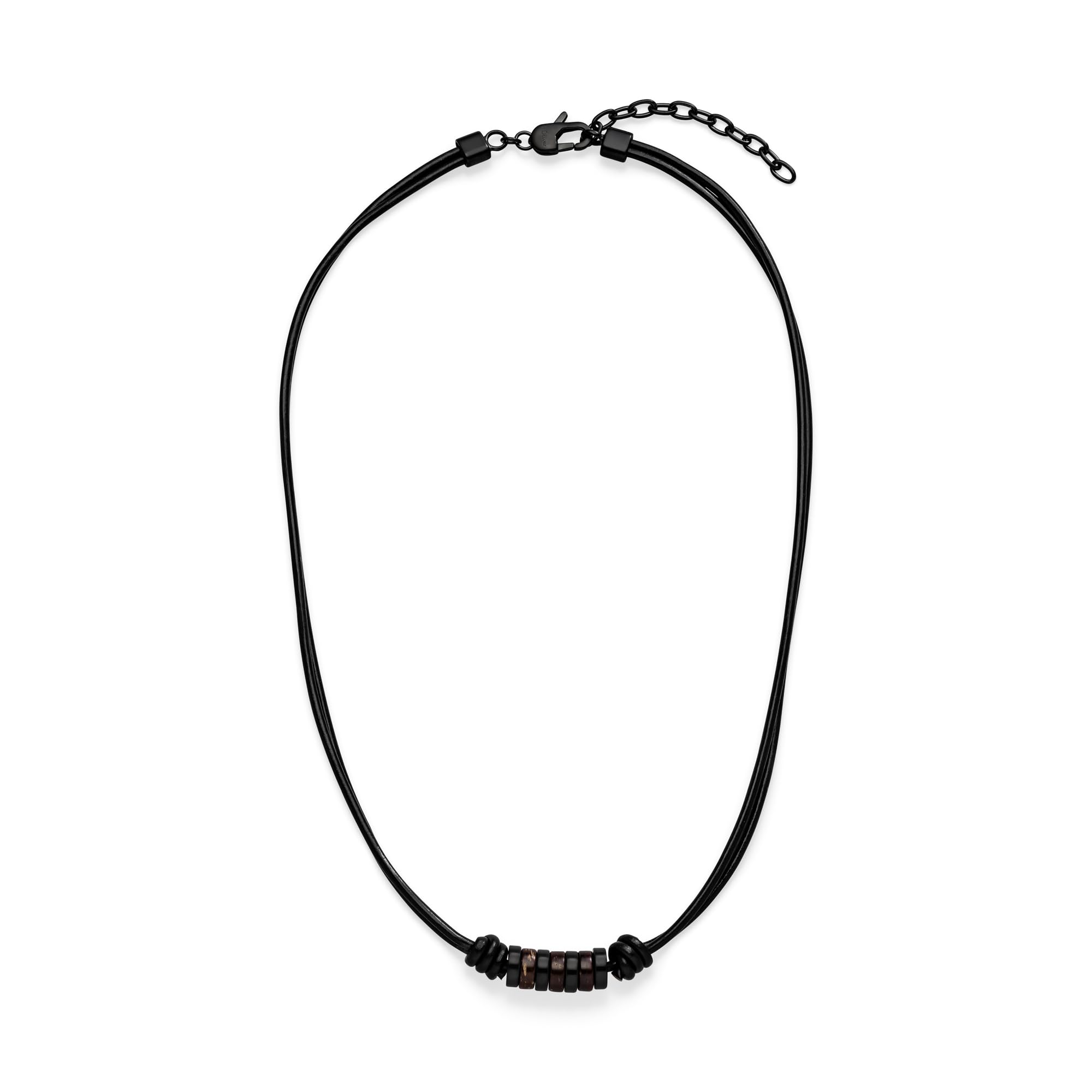 s.Oliver Herren Schmuck – Halskette & Armband aus Leder und Edelstahldetails mit Haizahnanhänger – Klassisch, Stilvoll und Maskulin – Perfekte Geschenkidee