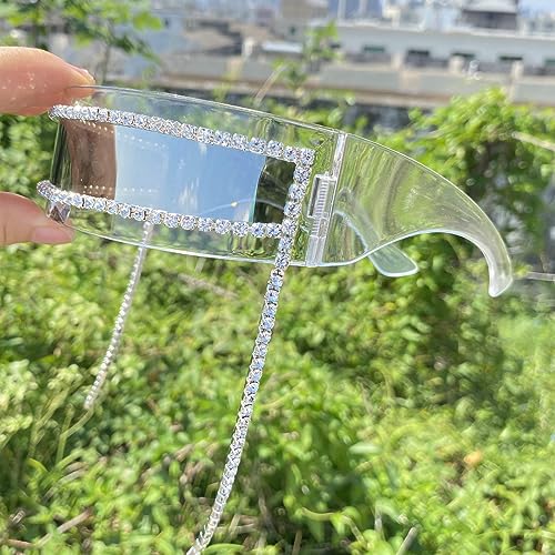 2022 Trendy Wrap Around UV Protective Tassel Rhinestones Sunglasses for Women,Y2K Womans Men Trendy Sun Glasses,4